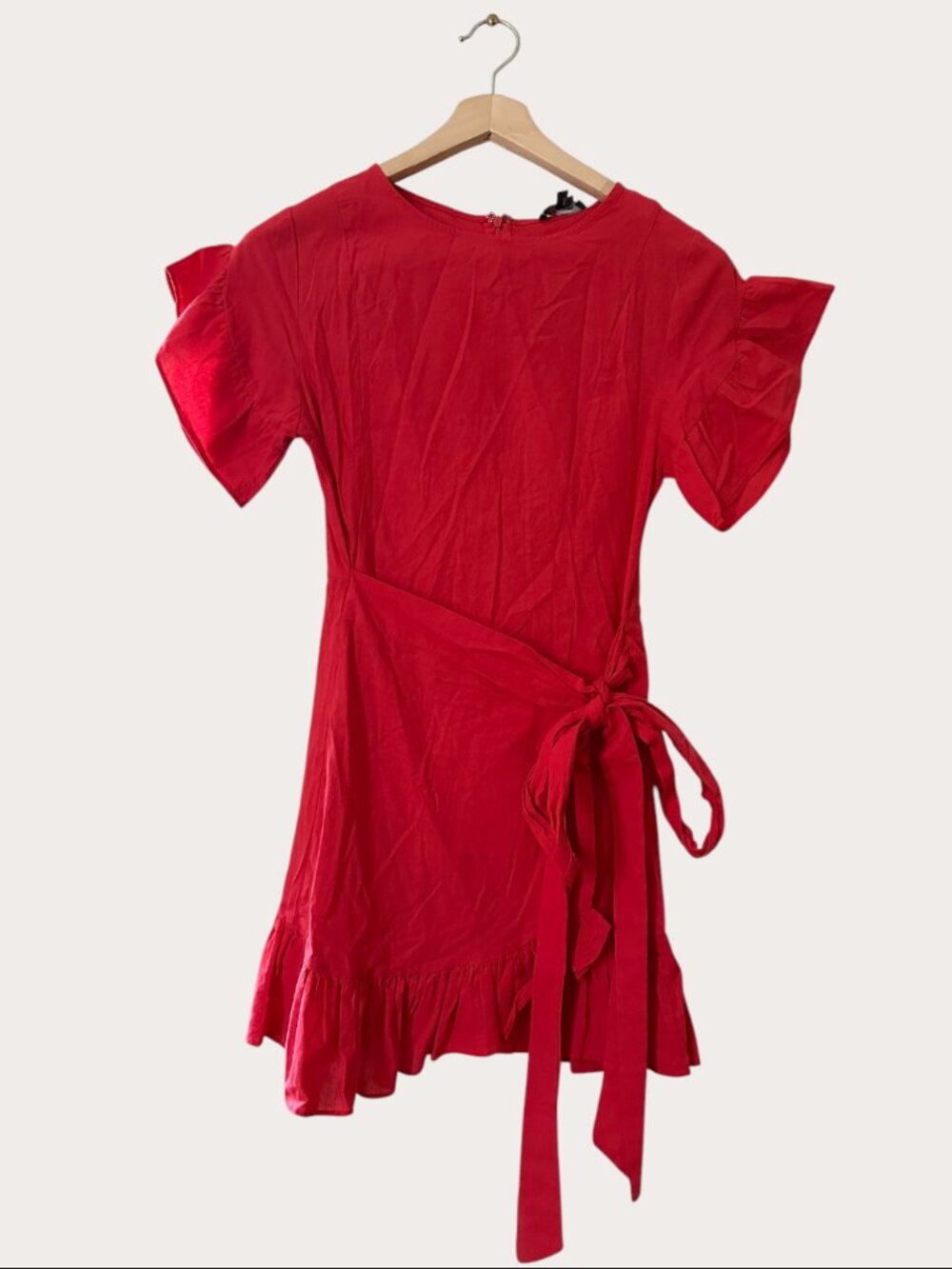& Merci Red Faux Wrap Dress Size M 34” Length NWT
